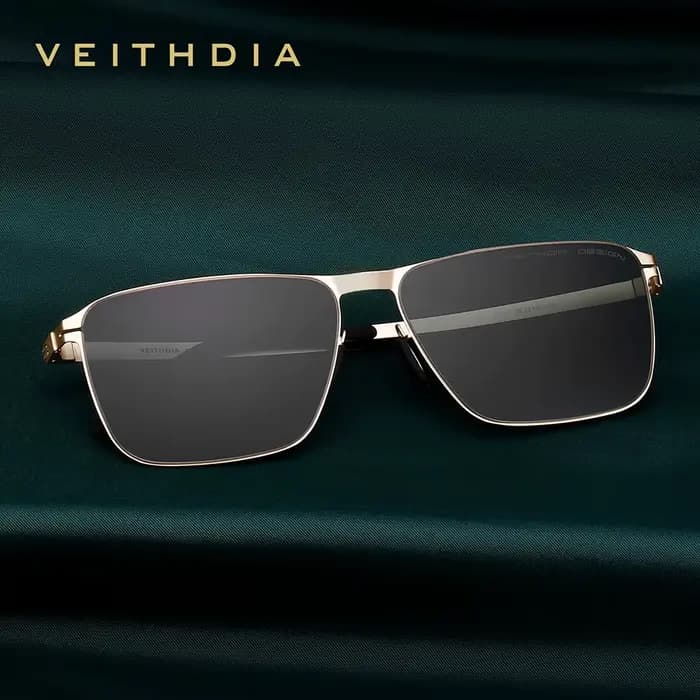 Lunettes de soleil carrées pour hommes de marque VEITHDIA, en acier inoxydable, verres en nylon haut