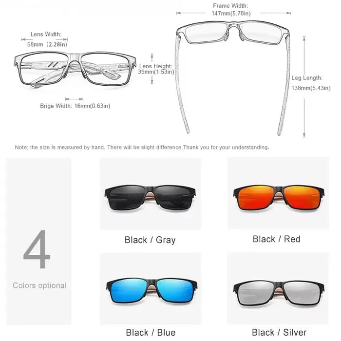 KINGSEVEN Lunettes de soleil carrées polarisées pour hommes en bois de noyer faites à la main, prote