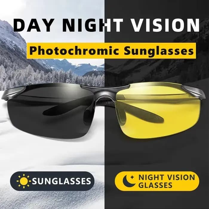 CLLOIO aluminium sans monture photochromique jour nuit Vision Anti-éblouissement lunettes hommes pol