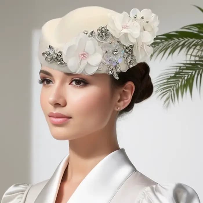 Chapeaux de mariage rétro, Cocktail, soirée, danse, hôtesse arabe, casquette blanche, casquette de C