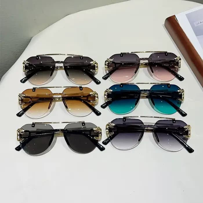 KAMMPT lunettes de soleil pilote sans monture hommes mode Vintage dégradé nuances décontractées femm