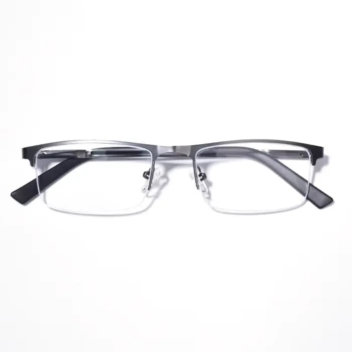 Lunettes de lecture carrées en métal pour hommes, monture marron, avec charnière à ressort, anti-lum