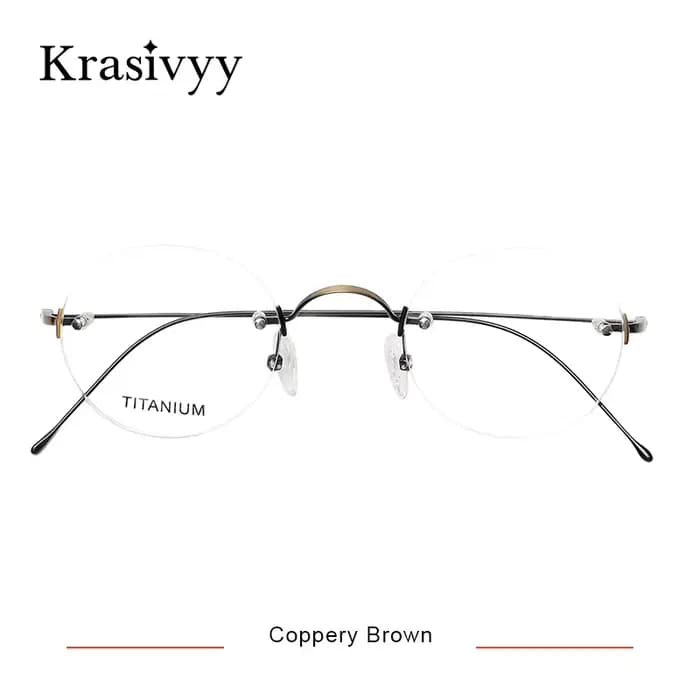 Krasivyy Vintage rond sans monture lunettes hommes titane optique myopie Prescription lunettes femme