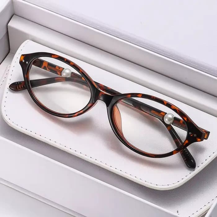 Lunettes de lecture ovales élégantes avec décor en perles, anti-lumière bleue, pour presbytie, montu