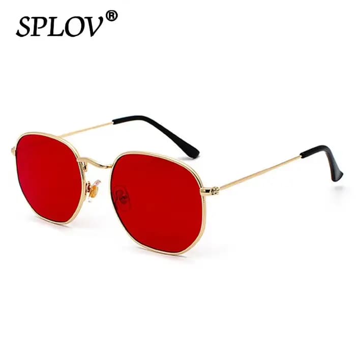 Hexagone hommes femmes lunettes de soleil carré polygone lunettes de soleil marque concepteur rétro