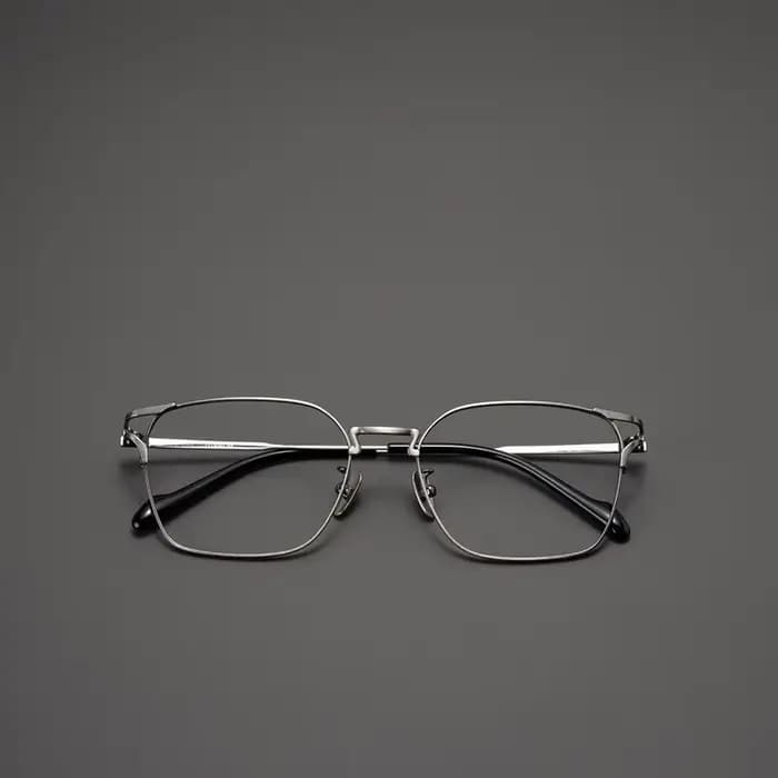 Monture de lunettes surdimensionnée semi-titane, lunettes d'affaires polygonales à jante complète, m