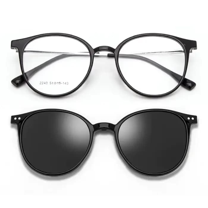 Clip magnétique sur lunettes cadre femmes conduite lentille optique polarisée avec recette lunettes