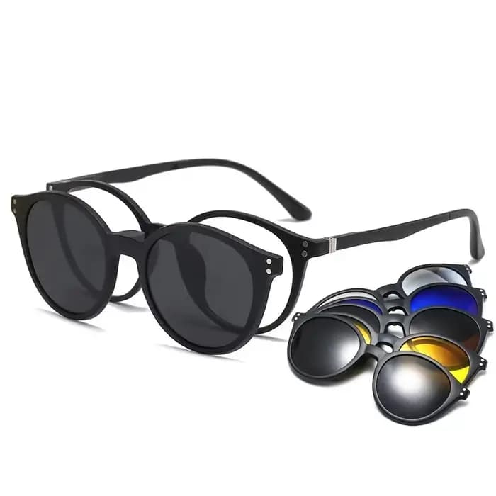 5 en 1 aimant lunettes de soleil femmes polarisées pince sur lunettes hommes rond Prescription optiq
