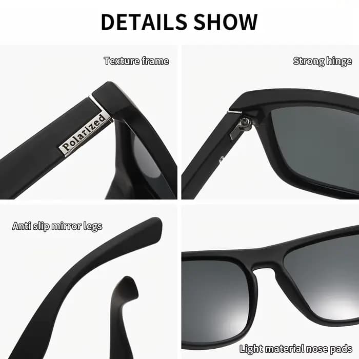 Lunettes de soleil polarisées carrées, 7 paires, Anti-éblouissement, pour fête d'été, vacances, voya