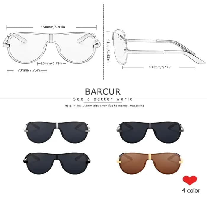 Lunettes de soleil noires polarisées BARCUR lunettes jaunes sans monture hommes conduite Vision noct