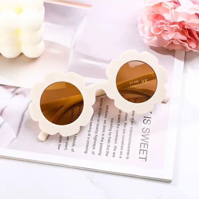 Lunettes de soleil rondes pour enfants de 2 à 10 ans, protection UV400, motif fleur de soleil, pour