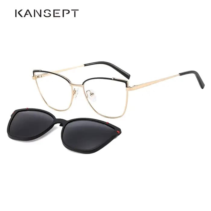 KANSEPT femmes métal 2 en 1 nouveau Style magnétique polarisant lunettes de soleil ensemble de clips