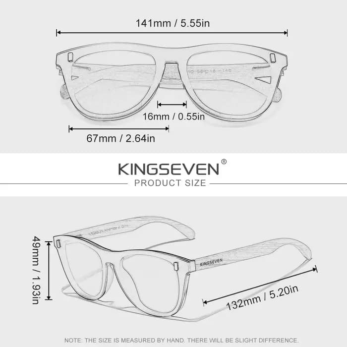 KINGSEVEN Lunettes de soleil en bois polarisées pour hommes et femmes, verres de mode UV400, pour la