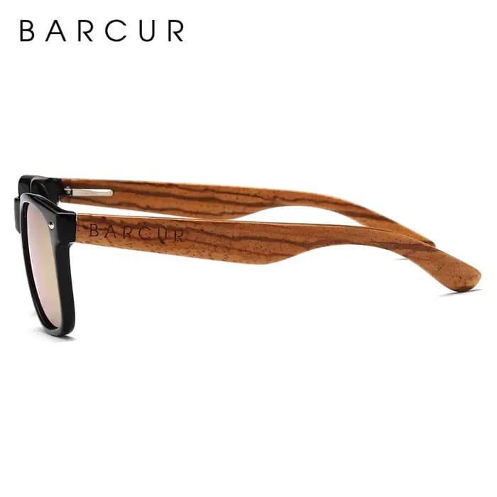 BARCUR-Lunettes de soleil en bois de zèbre naturel pour hommes et femmes, lunettes polarisées, verre