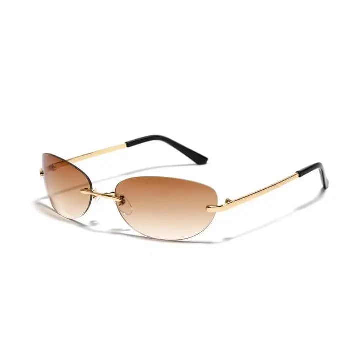 Lunettes de soleil ovales sans monture pour hommes et femmes, protection UV400, style Y2K, verres dé