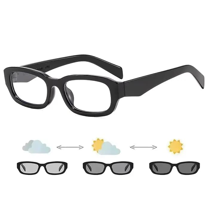 Lunettes photochromiques rectangulaires pour femmes, petites lunettes classiques à couleur changeant