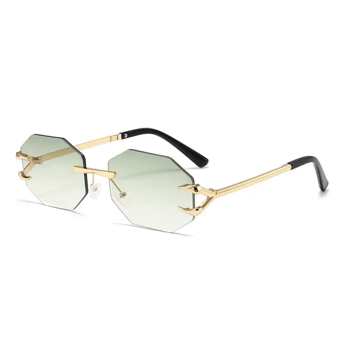Lunettes de soleil hexagonales sans bords pour femmes et hommes, lunettes de soleil carrées irréguli