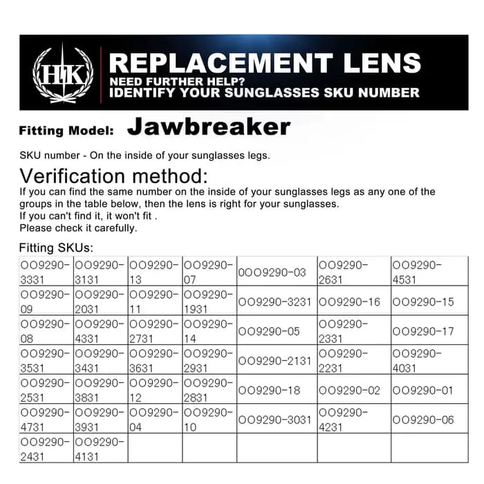 HKUCO-Lentilles de Rechange Photochromiques pour Jawbreaker, Gris Clair