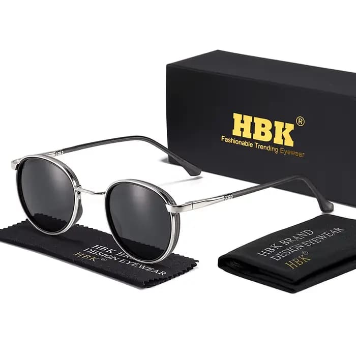HBK TRetro Punk lunettes de soleil polarisées pour hommes conception ronde à la mode UV400 unisexe l