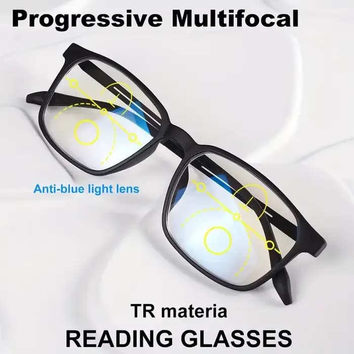 Lunettes de lecture multifocales progressives classiques en titane pur pour hommes, Anti-lumière ble