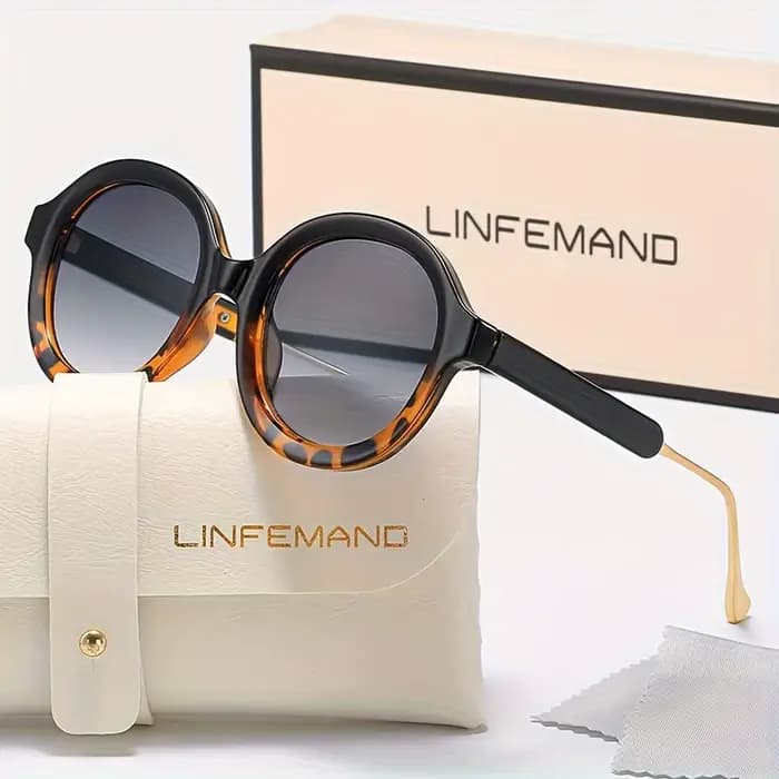 LINFEMAND classique rétro circulaire dégradé lentille mode lunettes de soleil UV400 femmes été fête