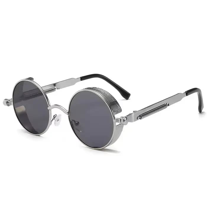 Vintage Steampunk rouge lunettes de soleil hommes rond Punk alliage métal rétro lunettes de soleil f