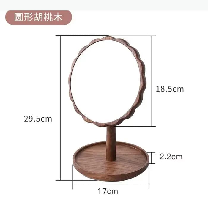 Miroir de maquillage sur pied en bois, miroir de coiffeuse, miroirs décoratifs en verre, plateau à b