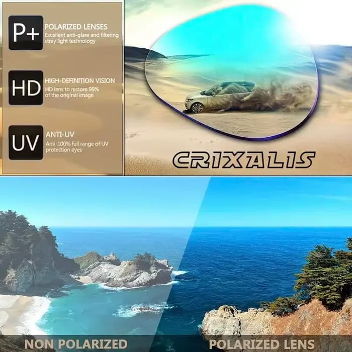 CRIXALIS mode lunettes de soleil polarisées pour hommes carré surdimensionné Anti-éblouissement pilo