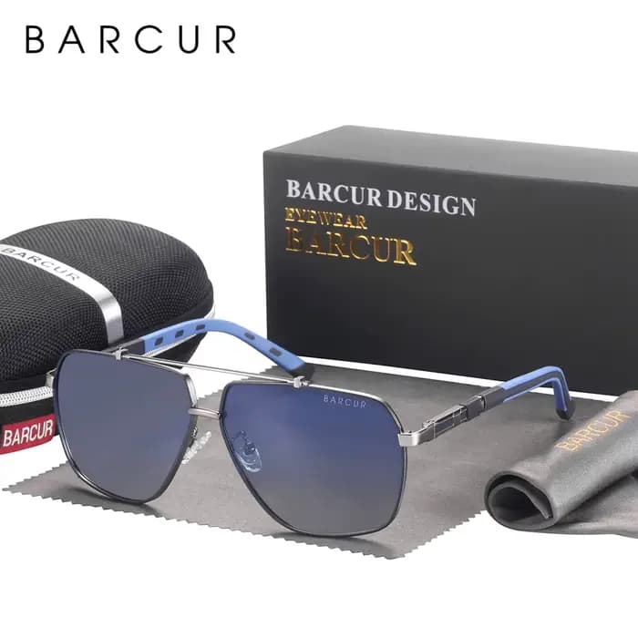 BARCUR – lunettes De soleil carrées pour hommes, polarisées, pour la conduite, verres dégradés, UV40
