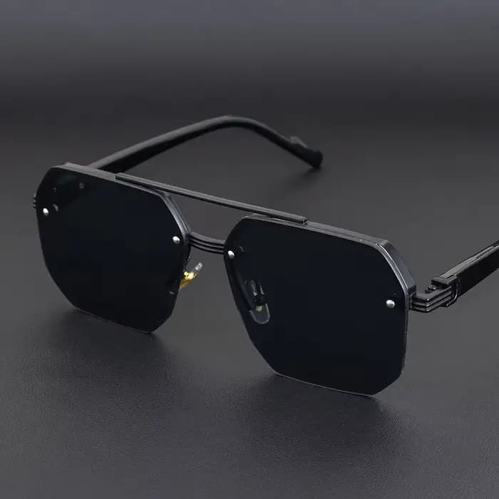 Lunettes de soleil métalliques pour hommes, monture carrée demi-cerclée, décontractées, tendance, st