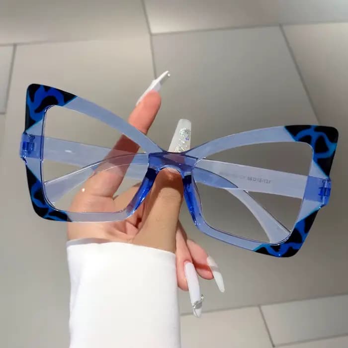 Lunettes surdimensionnées œil de chat pour femmes, monture tendance, Design de couleur contrastée