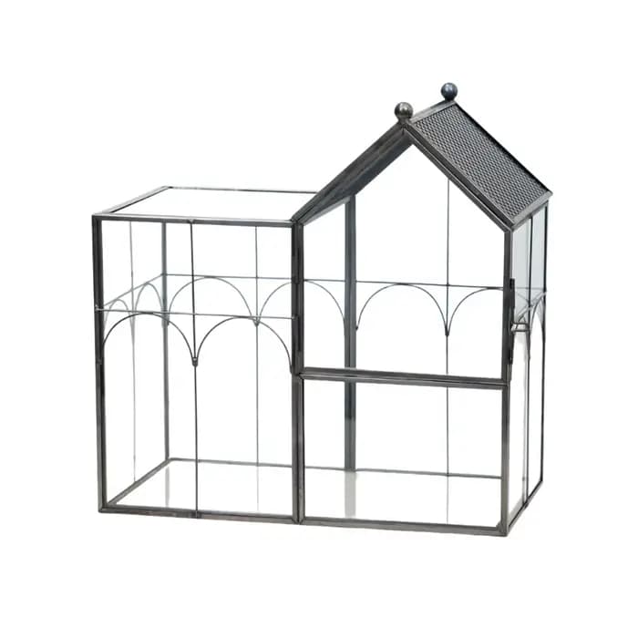 Maison d'exposition terrarium en verre avec cadre panneau d'ouverture pour compositions florales, pl