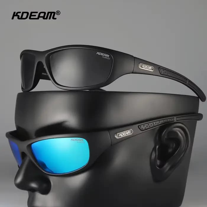 KDEAM-Lunettes de soleil polarisées avec étui à fermeture éclair pour homme, matériau TR90, logo de