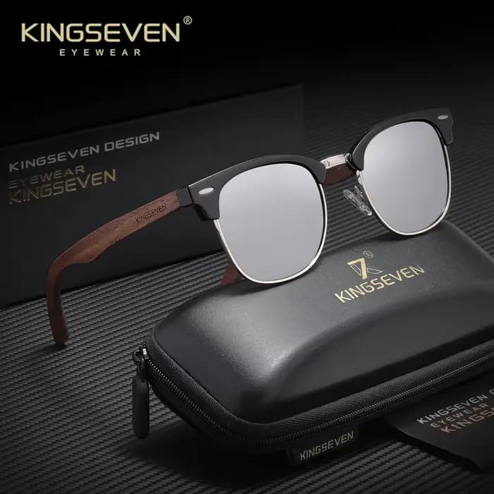 KINGSEVEN – lunettes de soleil rétro en noyer pour hommes et femmes, polarisées, faites à la main, P