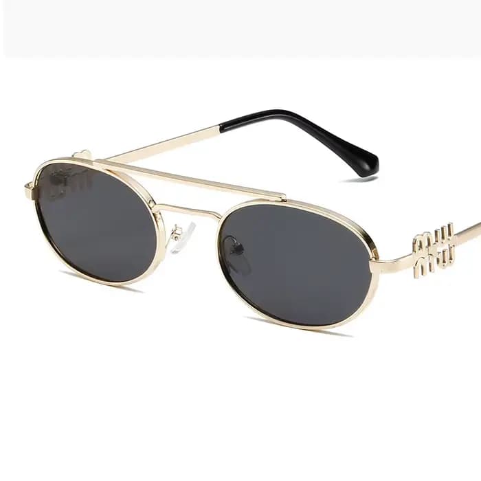 Lunettes de soleil ovales à double pont en métal pour femmes et hommes, style punk, design tendance,