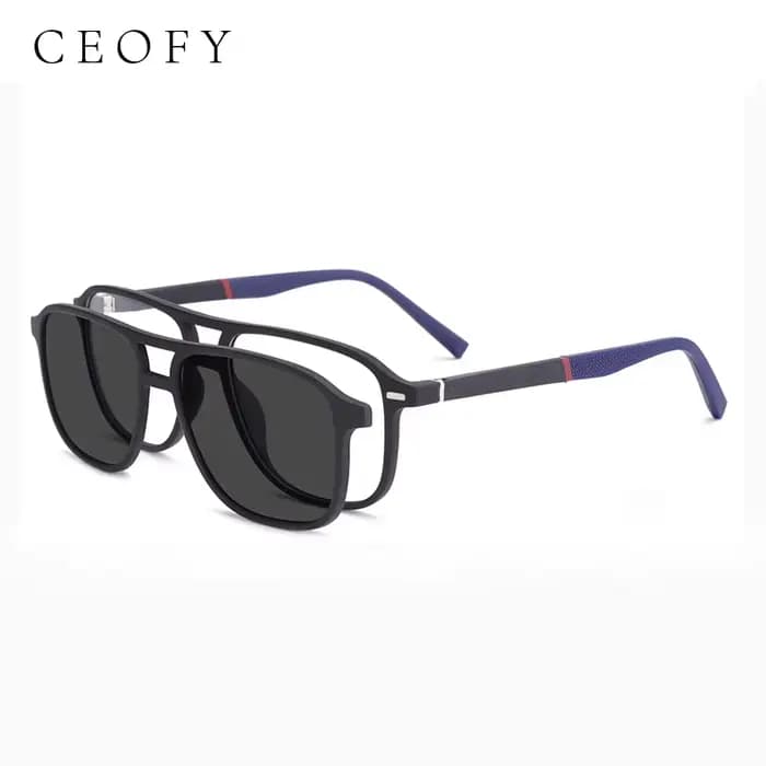 Ceofy Hommes Lunettes Cadre Optique De Mode Soleil Clip Sur Polarized Marque Conception Conduite Lun