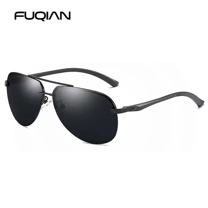 Lunettes de soleil polarisées pilote sans bords pour hommes et femmes, lunettes de soleil en alumini