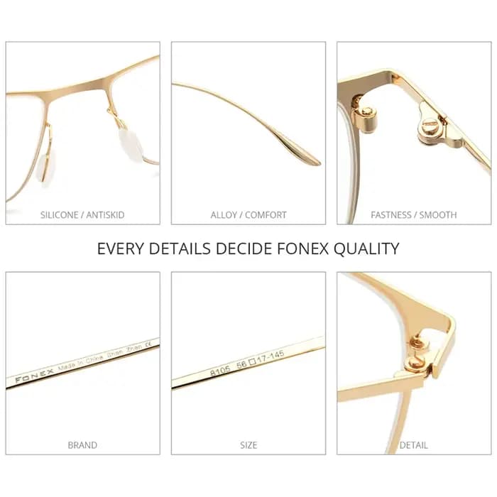 FONEX alliage lunettes cadre hommes montures à jante complète haut de gamme qualité lunettes carrées