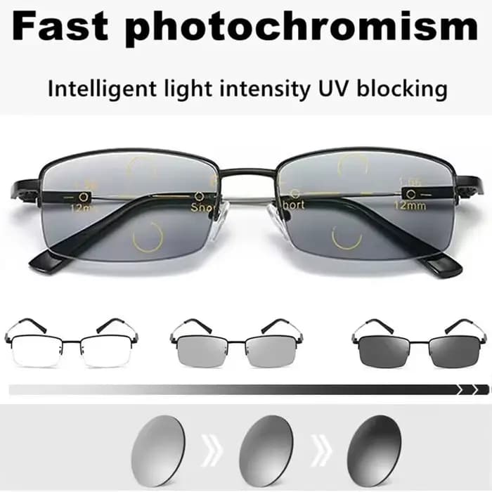 Lunettes de lecture photochromiques progressives en alliage de titane pour femmes et hommes, multi-f