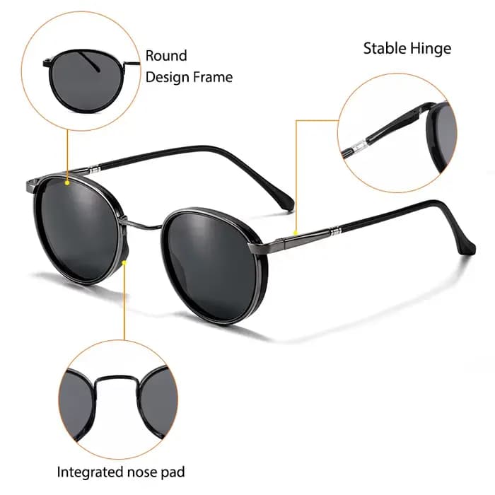 Caterside – lunettes de soleil polarisées rondes Vintage pour hommes et femmes, monture métallique,