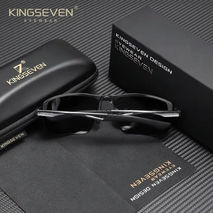 KINGSEVEN Lunettes de soleil polarisées sans monture en aluminium pour hommes, protection UV400, sty