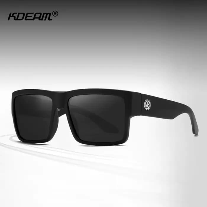 KDEAM toutes les lunettes de soleil polarisées noires unisexe lentille polarisante de forme carrée l