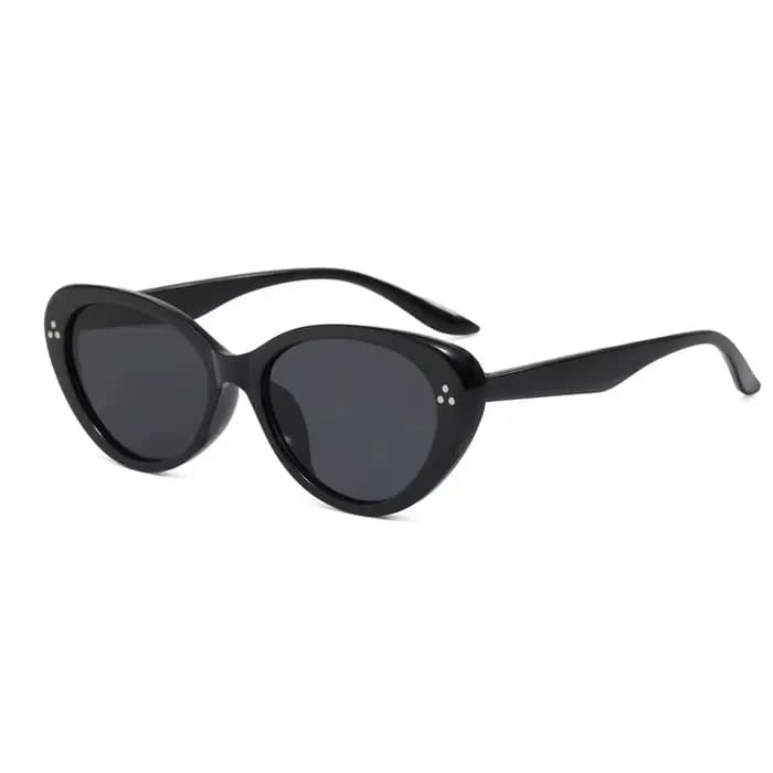 1 paire de lunettes de soleil rétro œil-de-chat à monture noire, cool et élégantes, unisexes, polyva