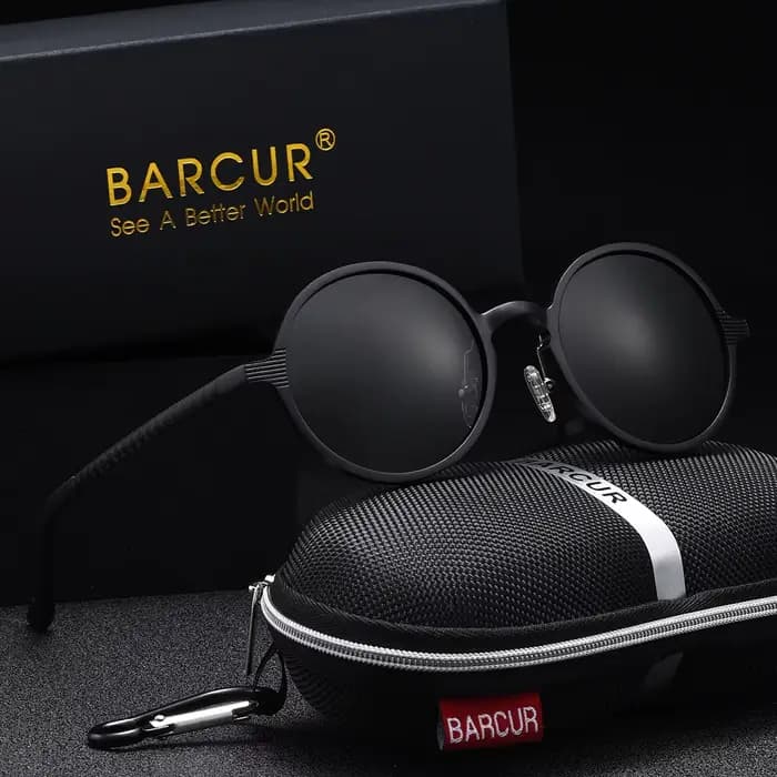 BARCUR-Lunettes de soleil polarisées vintage exquises pour hommes et femmes, monture circulaire en m