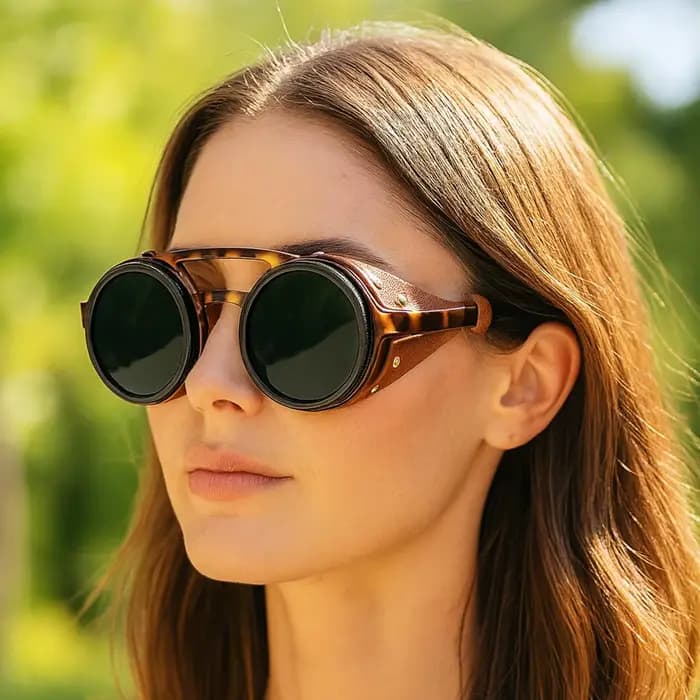 Lunettes de soleil à gradation réglable ND9 faites à la main rétro Punk rondes pour hommes pêche en