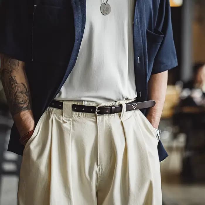 Maden hommes nouveau rétro noir couleur unie polyvalent quotidien en cuir véritable première couche