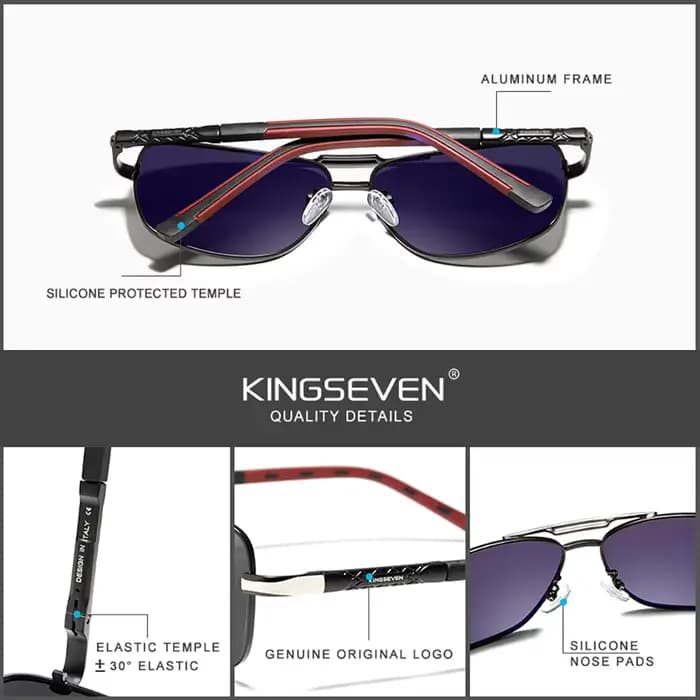 KINGSEVEN Lunettes de soleil polarisées pour hommes en aluminium et magnésium, lunettes de conduite