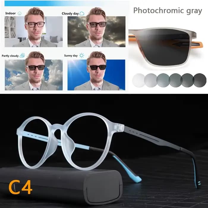 Lunettes photochromiques ultralégères en titane pour hommes et femmes, verres pour myopie, lunettes