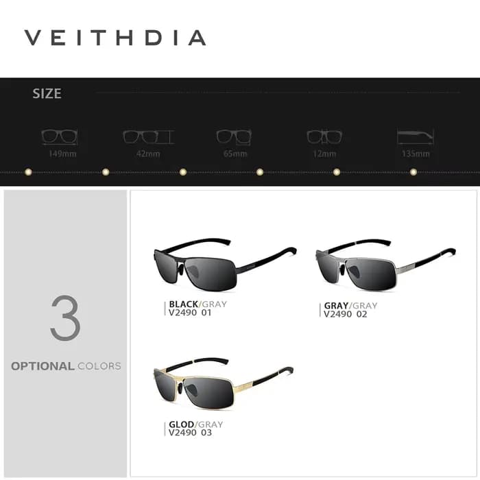 VEITHDIA-Lunettes de soleil de sport polarisées vintage pour hommes et femmes, lunettes de soleil de