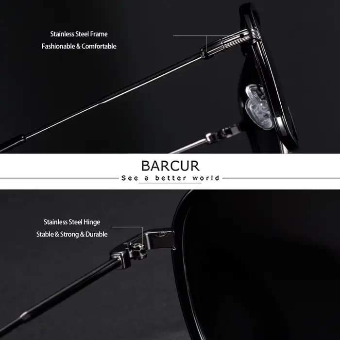 BARCUR-Lunettes de soleil carrées de luxe pour hommes et femmes, verres dégradés, polarisées, access